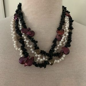 Vintage fresh water Pearl with natural stones necklace